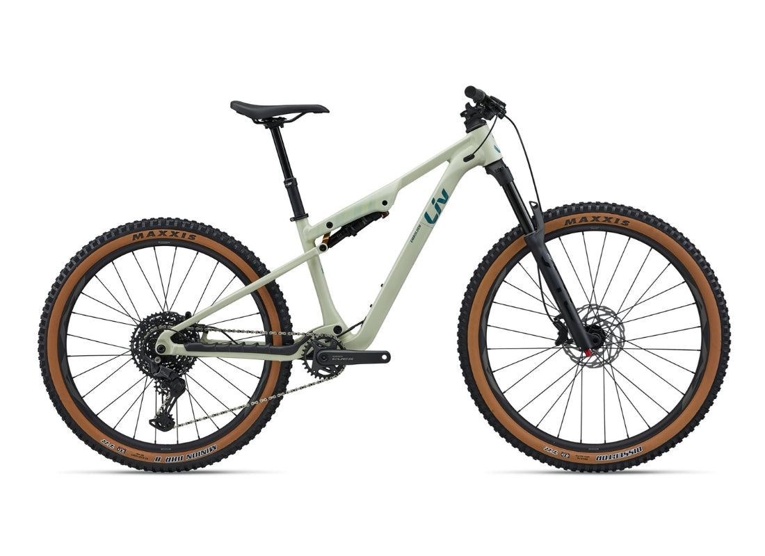 2026 Liv Embolden 29 full suspension mountain bike in Pail Moss on a white background
